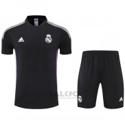 Tuta da Track Real Madrid Manica Corta 2022-2023 Nero e Purpura - Pantaloncini