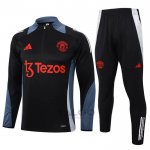 Tuta da Track di Felpa Manchester United Bambino 2024-2025 Nero