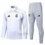 Tuta da Track di Felpa Real Madrid 2025-2026 Bianco Grigio
