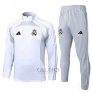 Tuta da Track di Felpa Real Madrid 2025-2026 Bianco Grigio