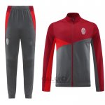 Tuta da Track di Giacca Milan 2024-2025 Rosso Grigio