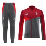 Tuta da Track di Giacca Milan 2024-2025 Rosso Grigio