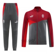 Tuta da Track di Giacca Milan 2024-2025 Rosso Grigio