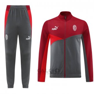 Tuta da Track di Giacca Milan 2024-2025 Rosso Grigio