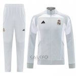 Tuta da Track di Giacca Real Madrid 2025-2026 Grigio Bianco