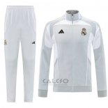 Tuta da Track di Giacca Real Madrid 2025-2026 Grigio Bianco