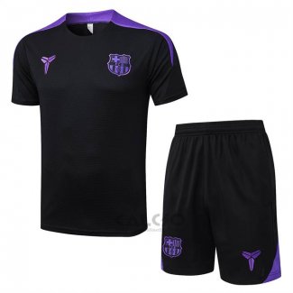 Tuta da Track FC Barcellona Manica Corta 2025-2026 Nero - Pantaloncini