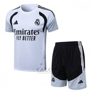Tuta da Track Real Madrid Manica Corta 2025-2026 Bianco - Pantaloncini