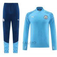 Tuta da Track di Felpa Manchester City 2023-2024 Blu Claro