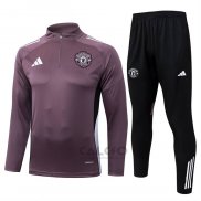 Tuta da Track di Felpa Manchester United Bambino 2025-2026 Purpura