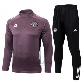 Tuta da Track di Felpa Manchester United Bambino 2025-2026 Purpura
