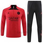 Tuta da Track di Felpa Paris Saint-Germain Jordan 2022-2023 Rosso