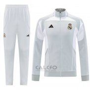 Tuta da Track di Giacca Real Madrid Bambino 2025-2026 Grigio Bianco