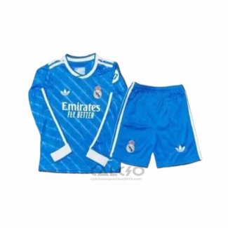 Maglia Real Madrid Third Manica Lunga Bambino 2025-2026