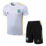 Tuta da Track Brasile Manica Corta 2026-2027 Bianco - Pantaloncini