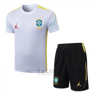 Tuta da Track Brasile Manica Corta 2026-2027 Bianco - Pantaloncini
