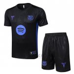 Tuta da Track FC Barcellona Manica Corta 2025-2026 Nero - Pantaloncini