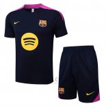 Tuta da Track FC Barcellona Manica Corta 2025-2026 Nero Purpura - Pantaloncini