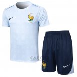 Tuta da Track Francia Manica Corta 2024-2025 Blu Claro - Pantaloncini