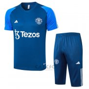 Tuta da Track Manchester United Manica Corta 2023-2024 Blu - Pantaloncini