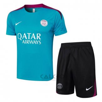 Tuta da Track Paris Saint-Germain Manica Corta 2024-2025 Verde - Pantaloncini