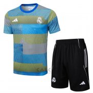 Tuta da Track Real Madrid Manica Corta 2025-2026 Blu Verde - Pantaloncini