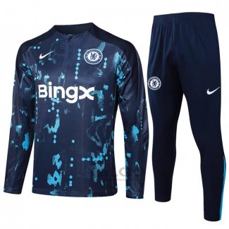 Tuta da Track di Felpa Chelsea 2024-2025 Blu Scuro
