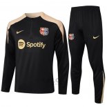 Tuta da Track di Felpa FC Barcellona Bambino 2024-2025 Nero Oro