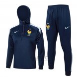 Tuta da Track di Felpa Francia 2024-2025 Blu Scuro