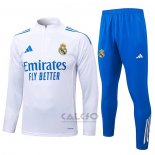 Tuta da Track di Felpa Real Madrid Bambino 2025-2026 Bianco Blu
