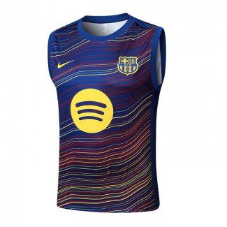 Maglia Allenamento FC Barcellona Senza Maniche 2025-2026 Blu Giallo
