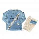 Maglia Manchester City Home Manica Lunga Bambino 2025-2026