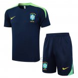 Tuta da Track Brasile Manica Corta 2024-2025 Blu - Pantaloncini