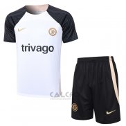 Tuta da Track Chelsea Manica Corta 2023-2024 Bianco - Pantaloncini