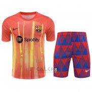 Tuta da Track FC Barcellona Manica Corta 2023-2024 Arancione - Pantaloncini