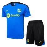 Tuta da Track FC Barcellona Manica Corta 2024-2025 Blu - Pantaloncini