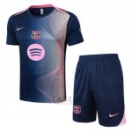 Tuta da Track FC Barcellona Manica Corta 2025-2026 Blu Rosa - Pantaloncini