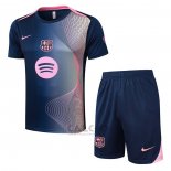Tuta da Track FC Barcellona Manica Corta 2025-2026 Blu Rosa - Pantaloncini