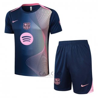 Tuta da Track FC Barcellona Manica Corta 2025-2026 Blu Rosa - Pantaloncini