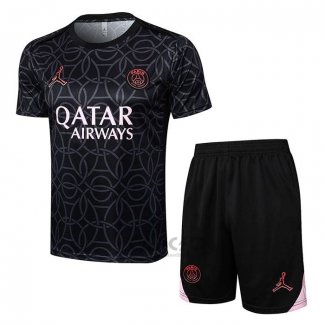 Tuta da Track Paris Saint-Germain Jordan Manica Corta 2024-2025 Nero - Pantaloncini