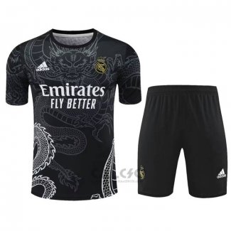 Tuta da Track Real Madrid Dragon Manica Corta 2024-2025 Nero - Pantaloncini