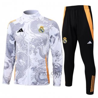 Tuta da Track di Giacca Real Madrid Dragon Bambino 2024-2025 Bianco