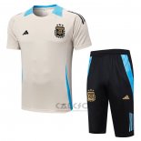 Tuta da Track Argentina Manica Corta 2024-2025 Giallo - Pantaloncini