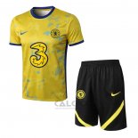 Tuta da Track Chelsea Manica Corta 2022-2023 Giallo - Pantaloncini