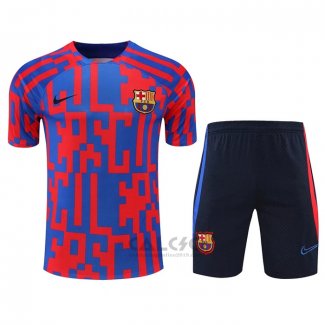 Tuta da Track FC Barcellona Manica Corta 2022-2023 Rosso e Blu - Pantaloncini