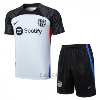 Tuta da Track FC Barcellona Manica Corta 2023-2024 Grigio - Pantaloncini