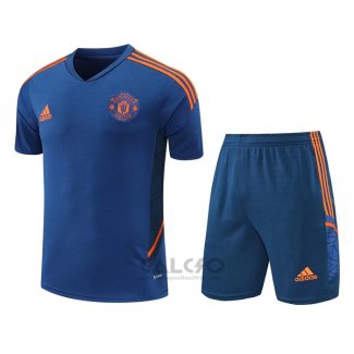 Tuta da Track Manchester United Manica Corta 2022-2023 Blu - Pantaloncini