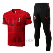 Tuta da Track Milan Manica Corta 2022-2023 Rosso