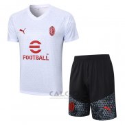 Tuta da Track Milan Manica Corta 2023-2024 Bianco - Pantaloncini