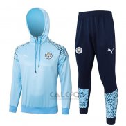 Tuta da Track di Felpa Manchester City 2023-2024 Blu Claro